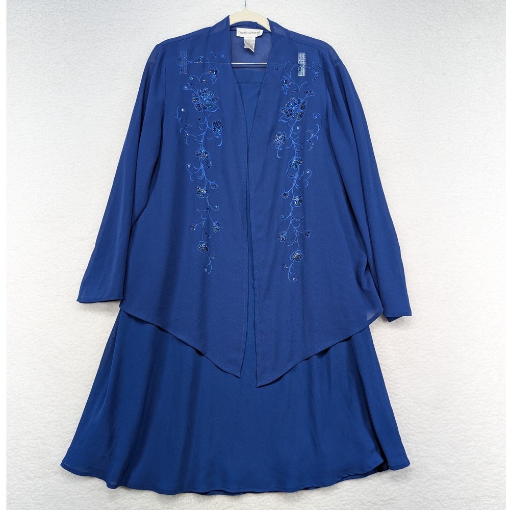 Drapers & Damon's Blue 2 Piece Skirt Set Embellished Top‎ Party Outfit Medium
